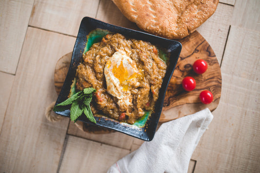 Smoky Eggplant Tomato Dip "Mirza Qasemy"