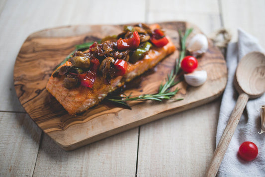 Salmon Topped with Vegetable Sauce